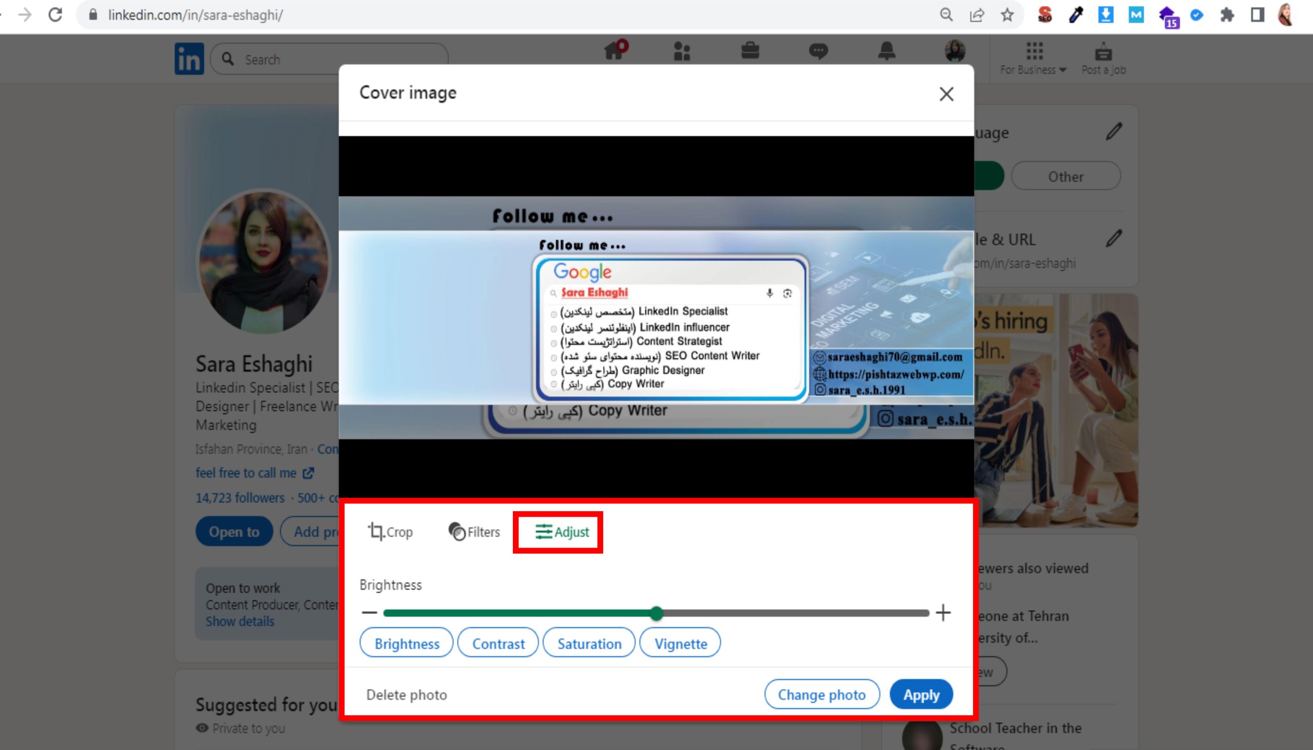 adjust-for-photo-in linkedin