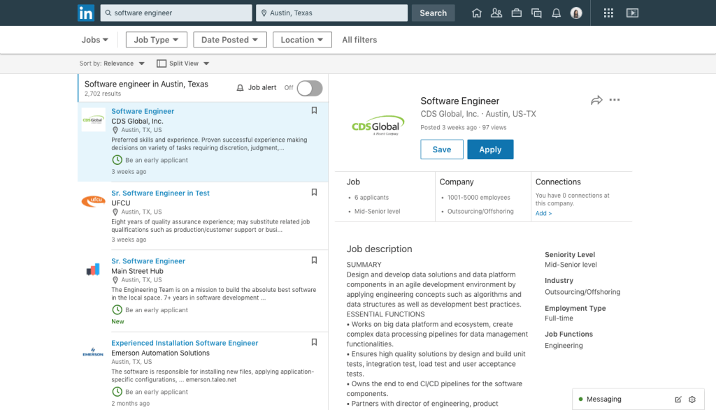 Job search on LinkedIn
